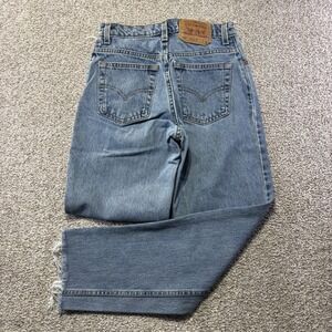 Vintage Levis 550 Jeans Juniors 5 JR M Medium Wash Relaxed Tapered Raw Hem Denim